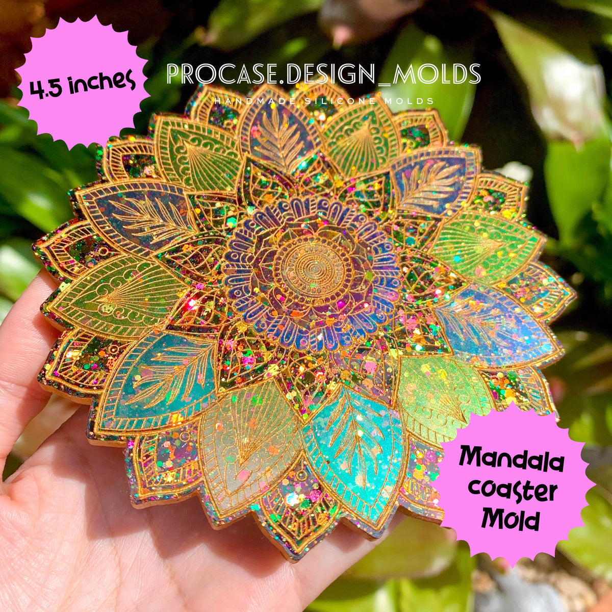 Resin Coaster Molds Mandala Design, Set of 2