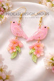 Bird & Flowers Dangle Earrings Mold - Animal Clear Silicone Mould - Pigeon  Mold - Bird Dangle Earring mold - Floral Bird Earrings Mold
