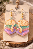 Cat on a Book Stack Resin Mold - Kitty Book Dangle Earring Mold - Cat Earring Mold - Kitty Sleeping Mold - Kawaii Cat Sleeping on Book Mold