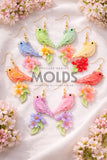 Bird & Flowers Dangle Earrings Mold - Animal Clear Silicone Mould - Pigeon  Mold - Bird Dangle Earring mold - Floral Bird Earrings Mold
