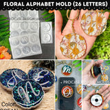 Floral alphabet molds (A-Z 26 letters)