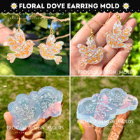 Floral Dove Earring Mold | Resin Jewelry Mold | Polymer Clay Molds | Jewelry Making | Rose Silicone Mold l UV Resin  Earring Mold