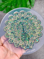 4.5 inch peacock mandala coaster mold