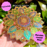 4.5 inch leaf mandala coaster mold