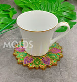 4.5 inch leaf mandala coaster mold