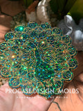 Peacock etched mandala mold (3 sizes available)