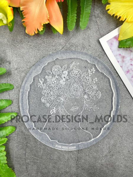 Flower lady coaster mold#2 (5 inches)