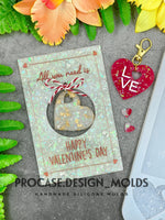 All you need is love card mold with 2 heart pendants perfect for keychains.(Letter mold)