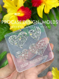 Druzy hearts earring mold (4 hearts, in 2 different sizes)